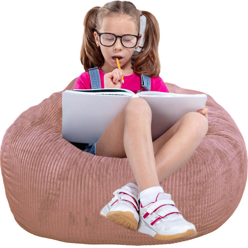 Classic Bean Bag Chair with Faux Rabbit Fur Cover for Teens and Kids Memory Foam Bean Bag Chairs Ultra Soft Faux Fur Fabric 2.5 feet Round Fluffy Bean Bag Sofa