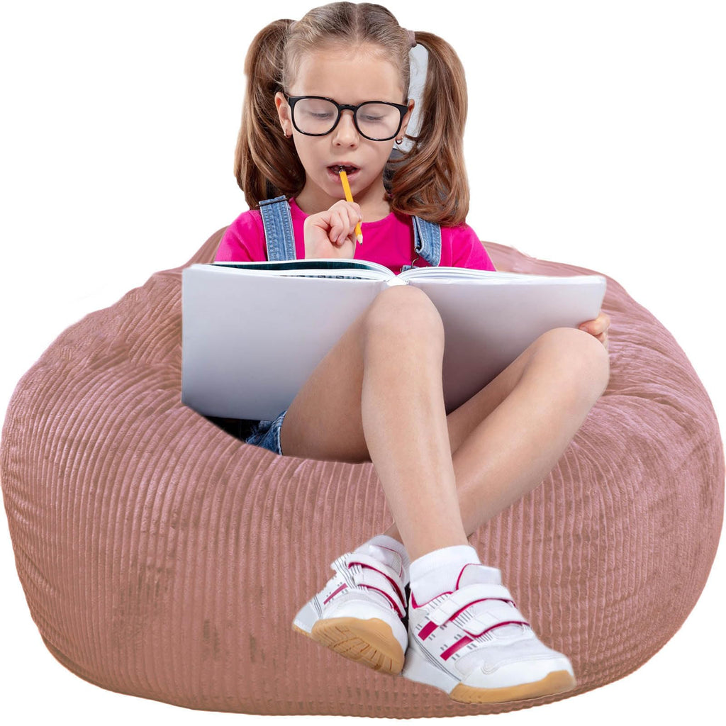 Classic Bean Bag Chair with Faux Rabbit Fur Cover for Teens and Kids Memory Foam Bean Bag Chairs Ultra Soft Faux Fur Fabric 2.5 feet Round Fluffy Bean Bag Sofa